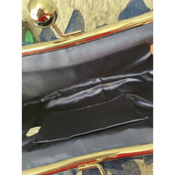 Jambahala Purse Evening Small Floral Clutch Bag With Detachable Chain Blue - Picture 7 of 8